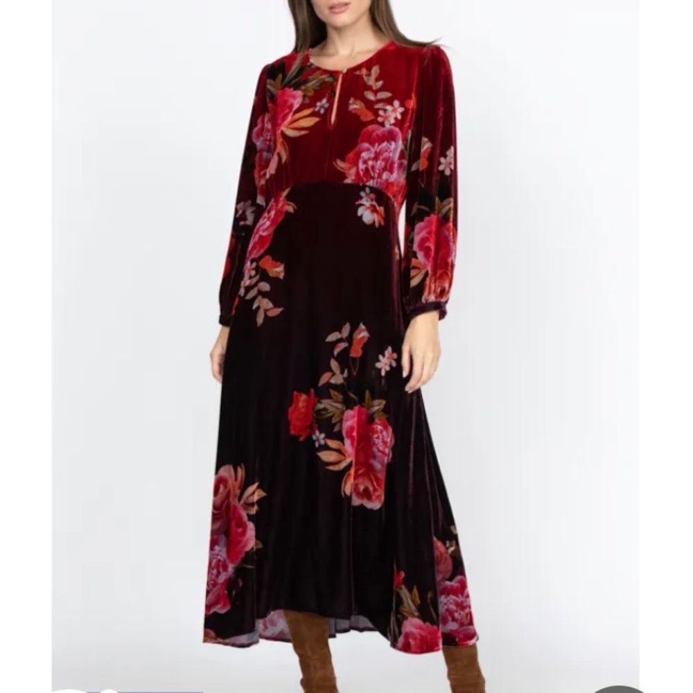 Johnny Was Coralie Velvet Midi Dress XXL
